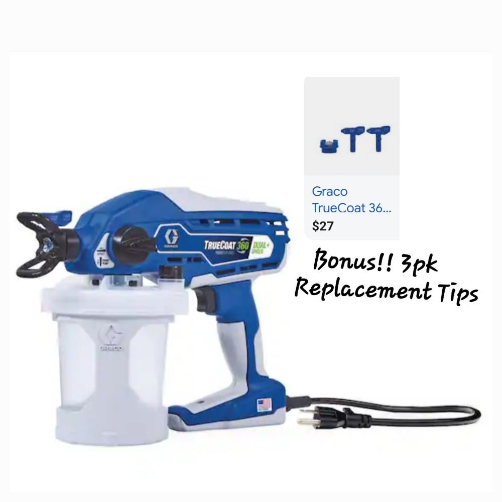 (BONUS!!3pkTips)Graco TrueCoat 360° Dual Speed Paint/Stain Sprayer